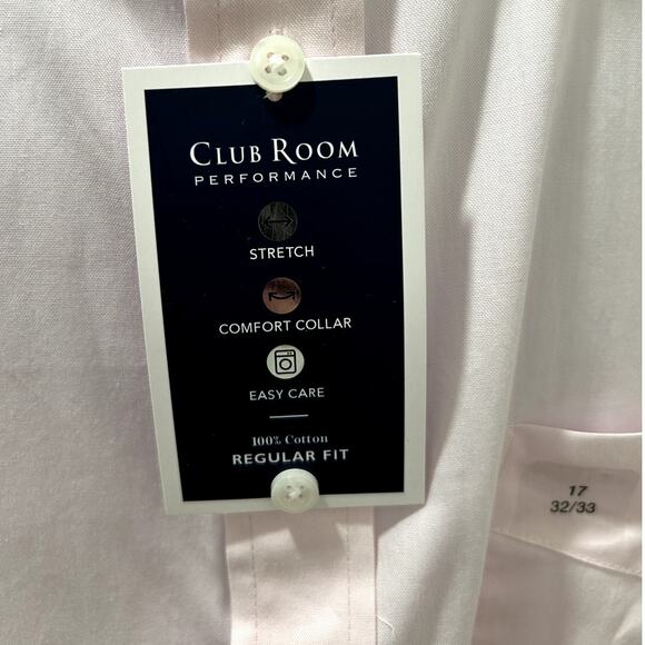Club Room Mens Regular Fit Performance Shirt Size 17 (32/33) Stretch 100% Cotton - Picture 4 of 8